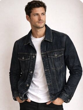 Club Monaco Mercer Denim Jacket – Dark Indigo Trucker Style (NWT) 😍